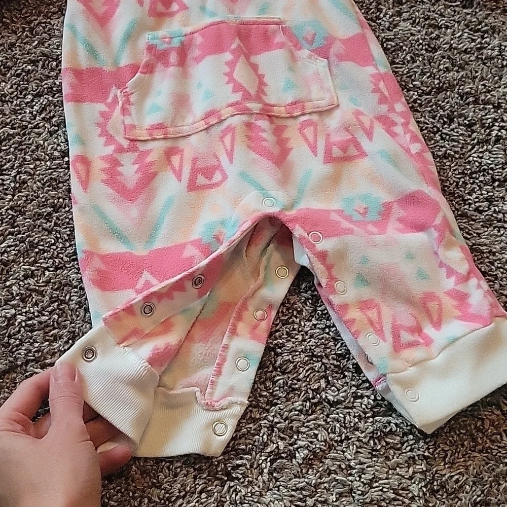 Carter's Fleece Hooded footless onesie jumpsuit aztek print size 3 mo